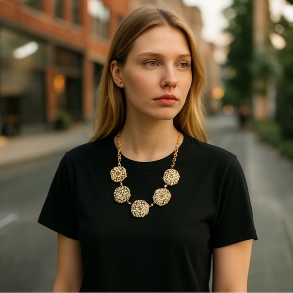 J Crew vintage Diamond Flower Statement Necklace - Picture 1 of 6